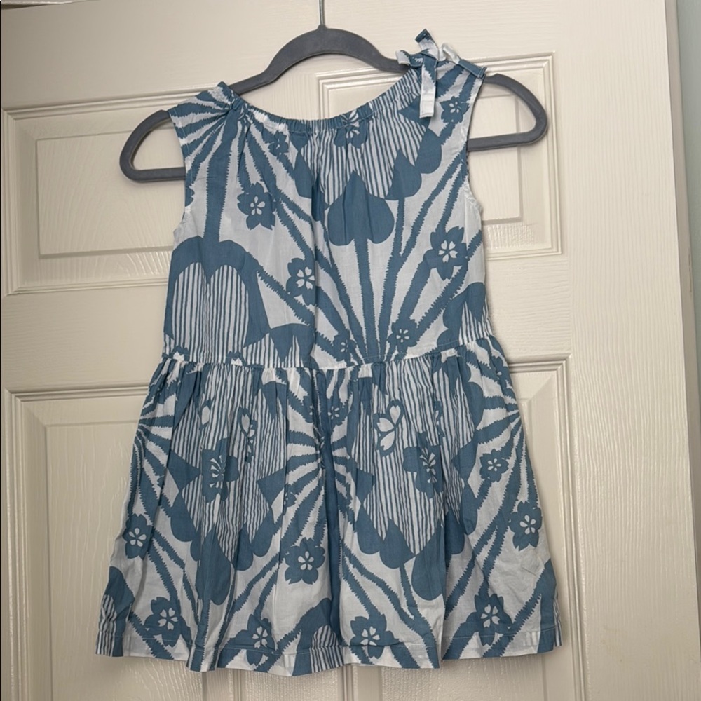 Caramel Blue and White Sleeveless Sundress